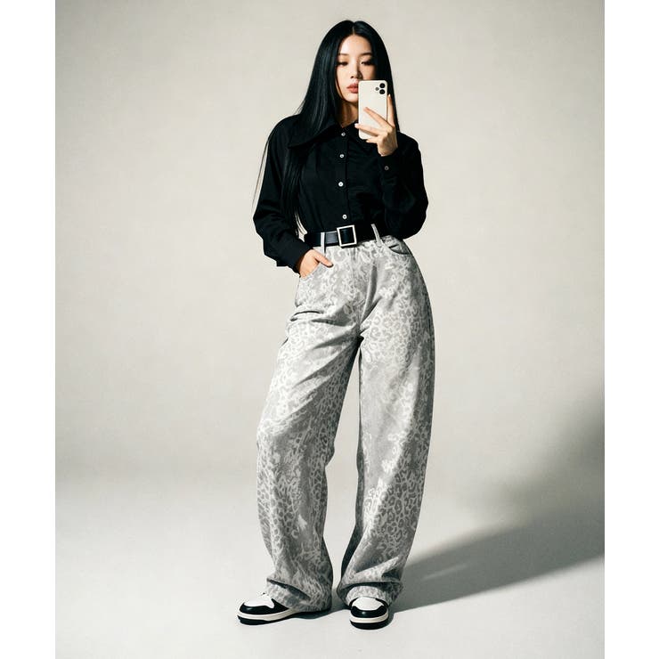 ヒョウ柄 ワイドカーブデニムパンツ | VIVID LADY | 詳細画像2 