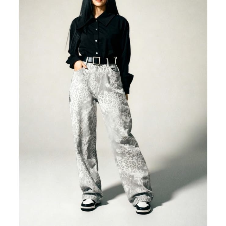 ヒョウ柄 ワイドカーブデニムパンツ | VIVID LADY | 詳細画像3 