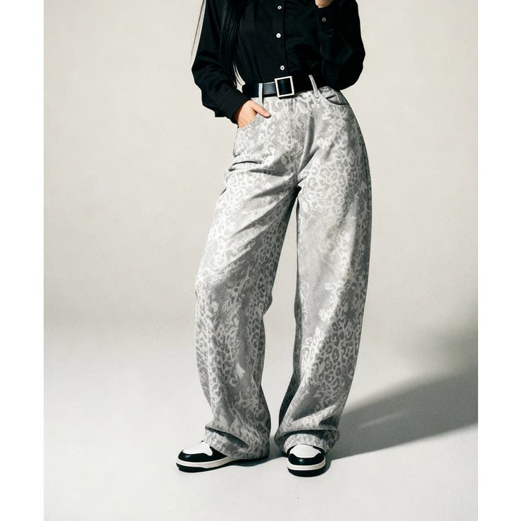 ヒョウ柄 ワイドカーブデニムパンツ | VIVID LADY | 詳細画像4 