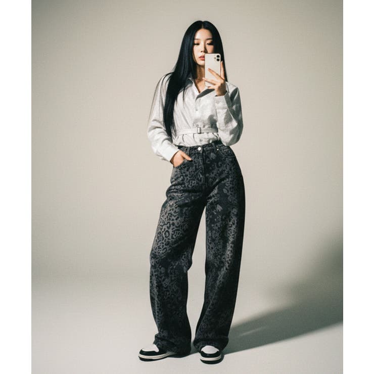 ヒョウ柄 ワイドカーブデニムパンツ | VIVID LADY | 詳細画像7 