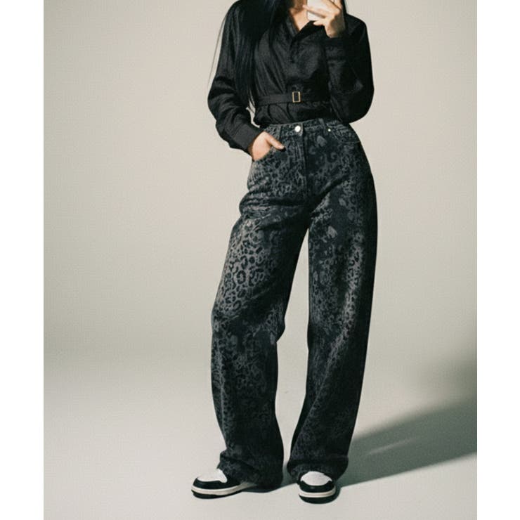 ヒョウ柄 ワイドカーブデニムパンツ | VIVID LADY | 詳細画像11 