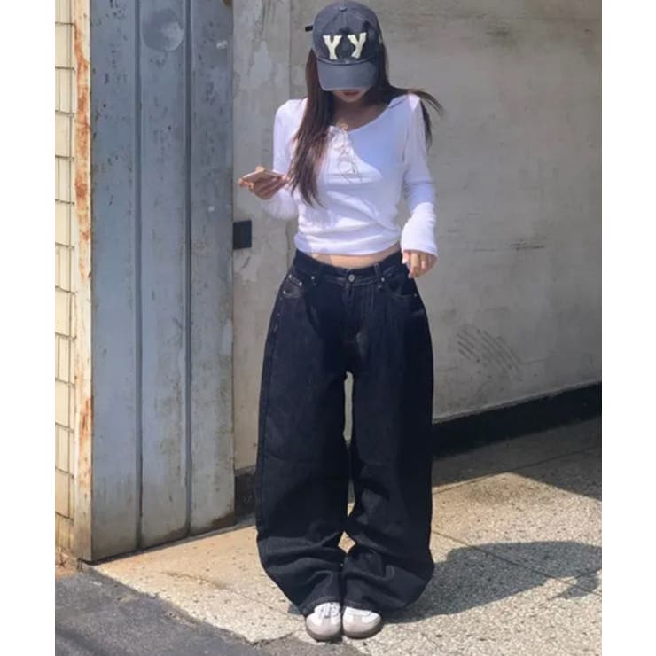 ウエスト調整可能 カーブワイドデニムパンツ | VIVID LADY | 詳細画像3 