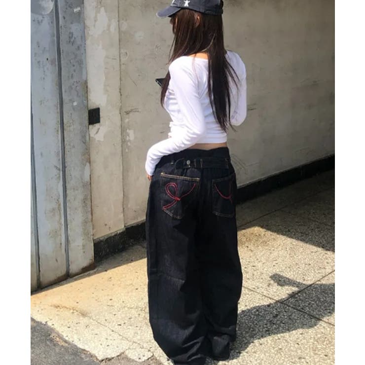 ウエスト調整可能 カーブワイドデニムパンツ | VIVID LADY | 詳細画像6 