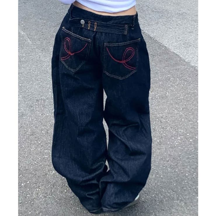 ウエスト調整可能 カーブワイドデニムパンツ | VIVID LADY | 詳細画像9 