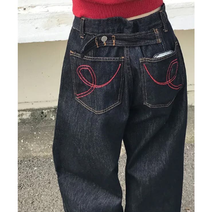 ウエスト調整可能 カーブワイドデニムパンツ | VIVID LADY | 詳細画像10 