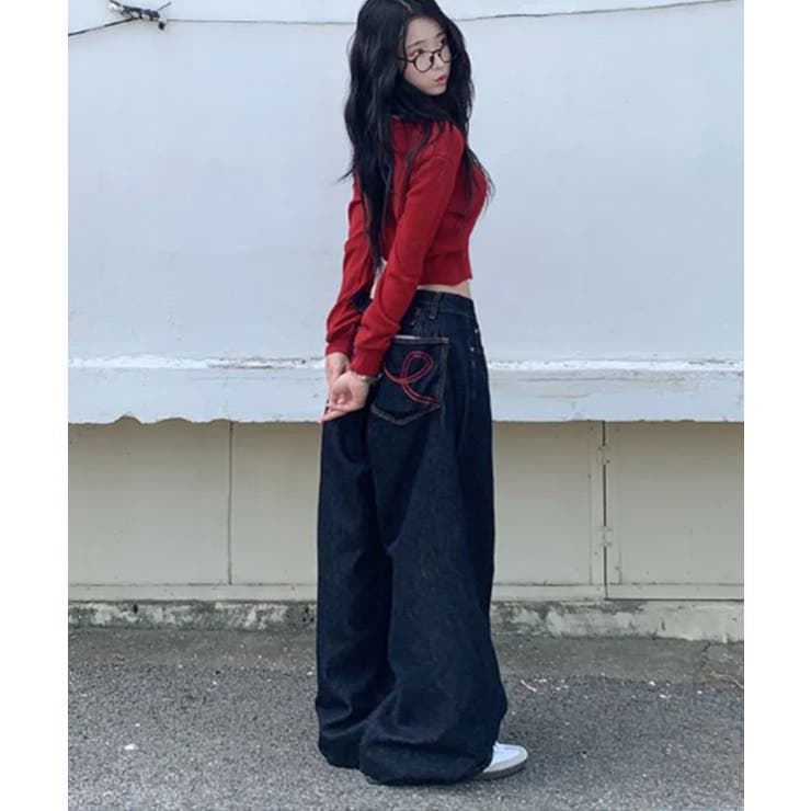 ウエスト調整可能 カーブワイドデニムパンツ | VIVID LADY | 詳細画像13 