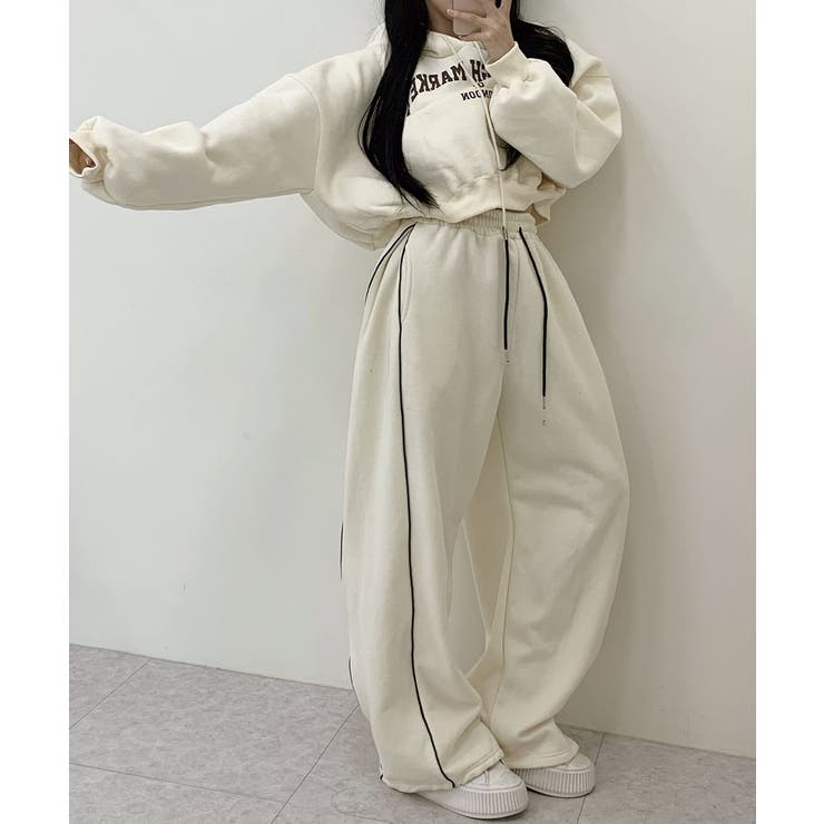 裏起毛 ワイドパンツ スウェットパンツ[品番：KH000015178