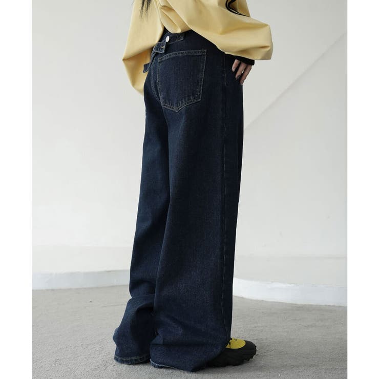 後ろポイントワイドデニムパンツ レディース ジーンズ[品番 後ろポイントワイドデニムパンツ レディース ジーンズ[品番