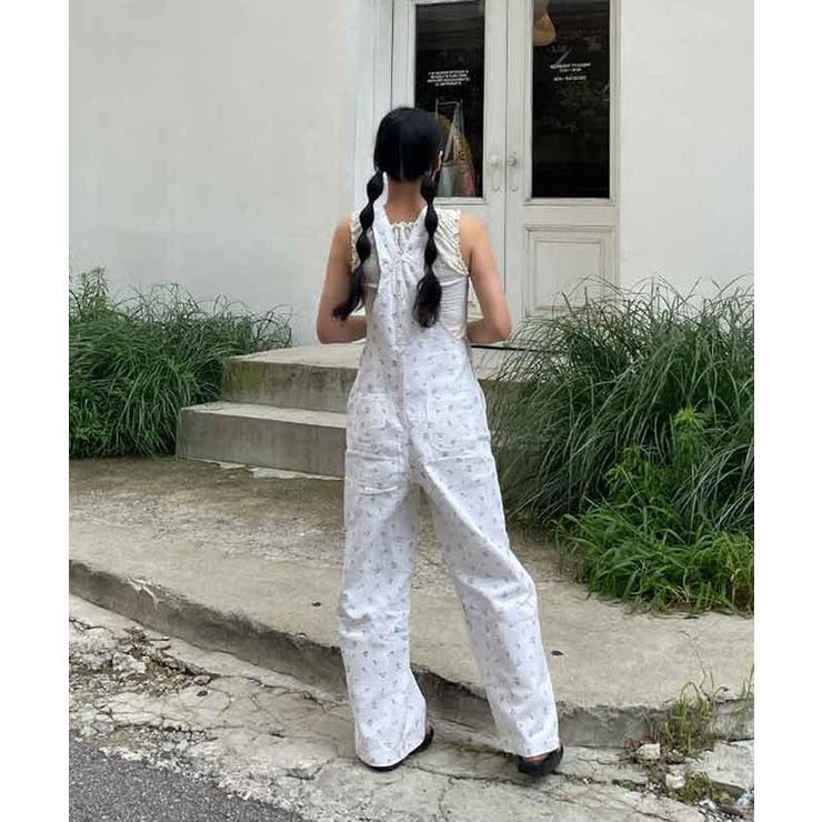 お花柄サロペット w closet サロペット オーバーオール 花柄サロペット レディース