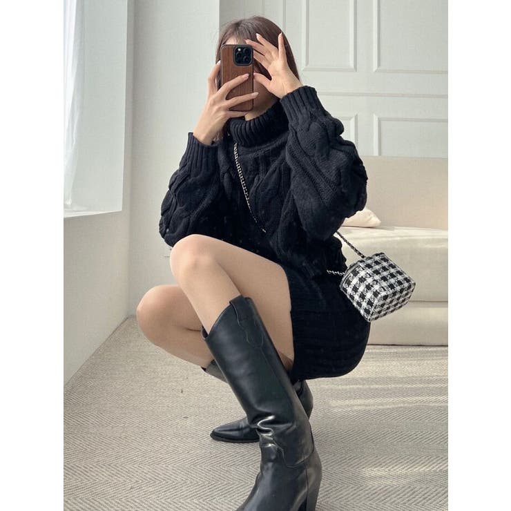 最強デート服】クロップドニットセットアップ | La boutique