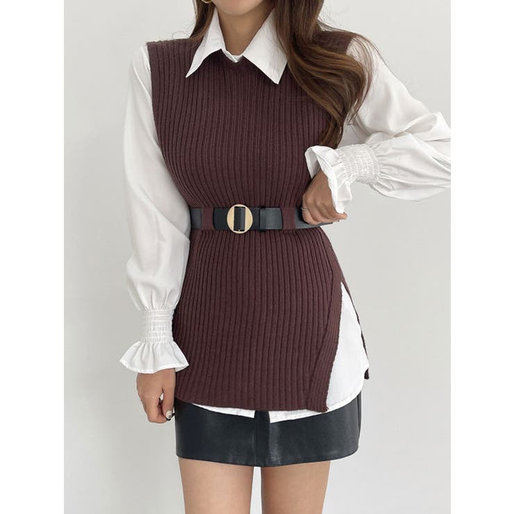 ブラウス ニットベストセット レディース ベルト付き 品番 Kh Vivid Lady ビビッドレディー のレディースファッション通販 Shoplist ショップリスト