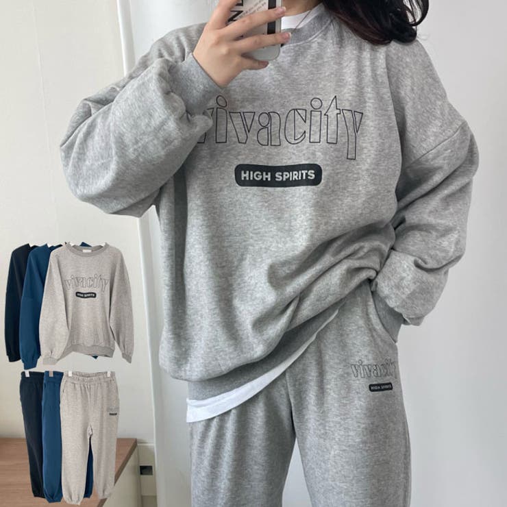 春先行 ロゴ入りスウェットトレーナー パンツセット レディース 品番 Kh Vivid Lady ビビッドレディー のレディース ファッション通販 毎日送料無料 Shoplist ショップリスト