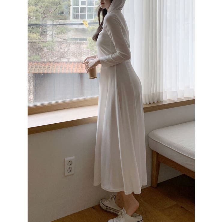 透け感チャイナトップス付きロング丈キャミソールセットアップ