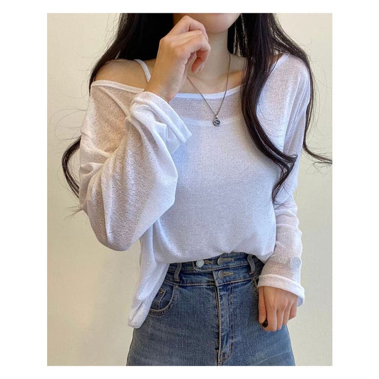 リネン風ルーズフィットTシャツセット レディース オフショルダー長袖 | VIVID LADY | 詳細画像10 