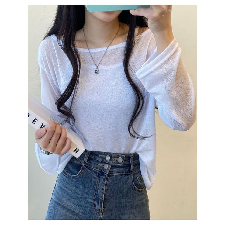 リネン風ルーズフィットTシャツセット レディース オフショルダー長袖 | VIVID LADY | 詳細画像2 