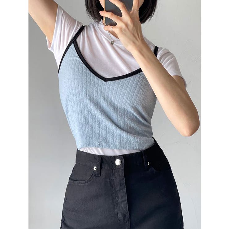 ショート丈Tシャツ+キャミソールセット レディース 配色キャミソール | VIVID LADY | 詳細画像10 