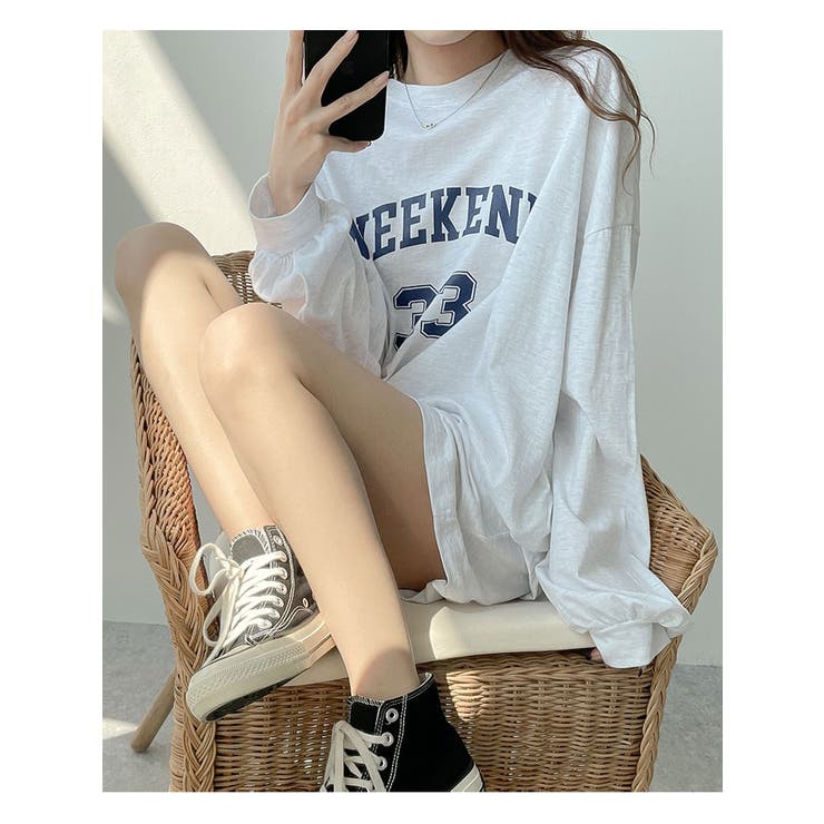 ロゴ入り長袖Tシャツ+ショートパンツセット レディース