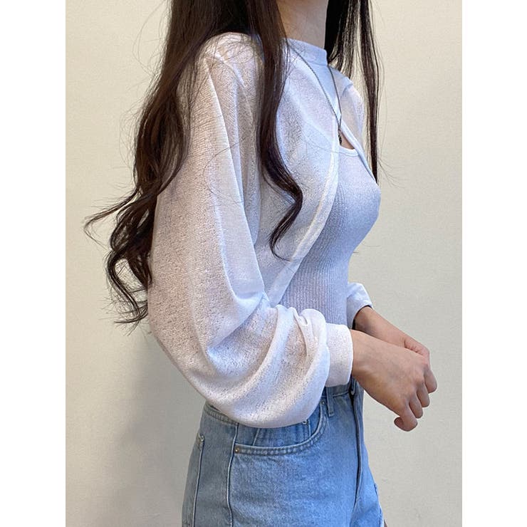 クロップド丈tシャツ+キャミソールset Y2K 長袖