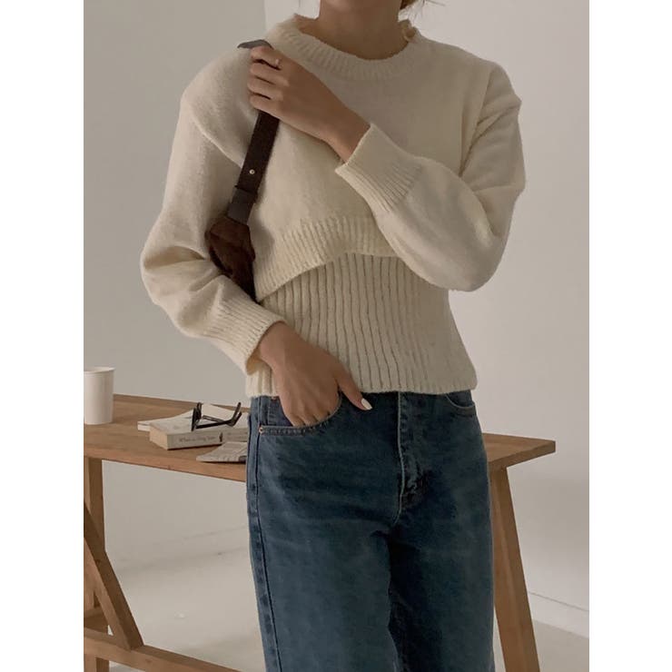 クロップド丈ニット+ノースリーブニットSET Y2K ニットアンサンブル | VIVID LADY | 詳細画像9 