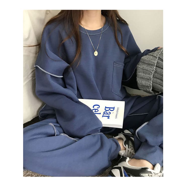 オーバーフィットトレーナー上下セット 裏起毛 Y2K[品番：KH000013144