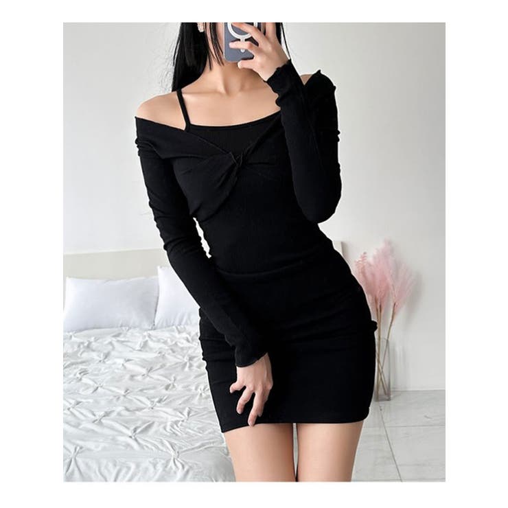 2点セット半袖トップス+キャミワンピースセット Y2K ねじり