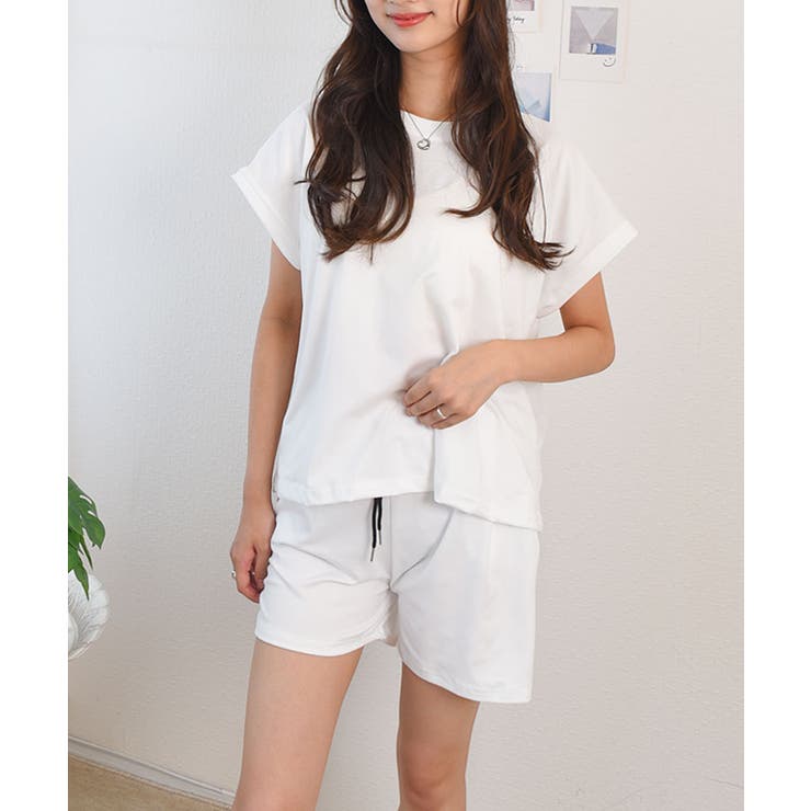 半袖tシャツ+パンツセット 無地 セットアップ[品番：KH000014081