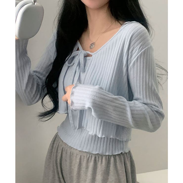 スカイブルー | セットアップ レディース リブニット | VIVID LADY