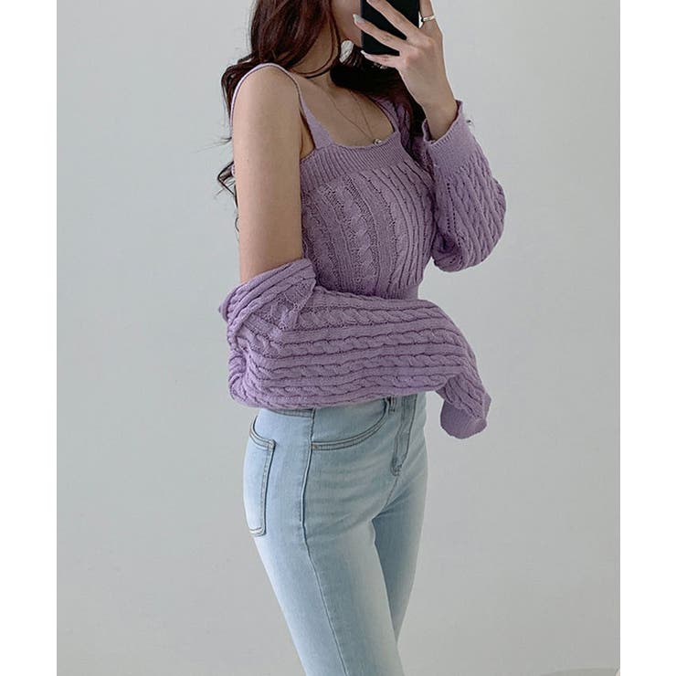夏から秋にかけて着やすいケーブルニットボレロセット セットアップ レディース | VIVID LADY | 詳細画像11 