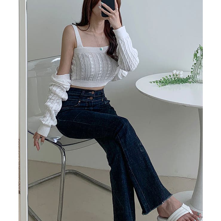 夏から秋にかけて着やすいケーブルニットボレロセット セットアップ レディース | VIVID LADY | 詳細画像2 