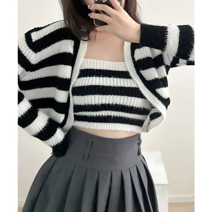 ニットセットアップ シアークロップド丈トップス 2点セット | VIVID LADY | 詳細画像6 