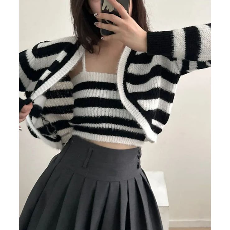 ニットセットアップ シアークロップド丈トップス 2点セット | VIVID LADY | 詳細画像7 