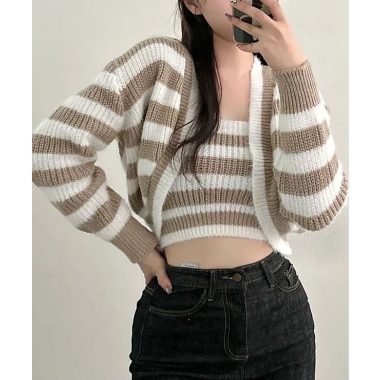 ニットセットアップ シアークロップド丈トップス 2点セット | VIVID LADY | 詳細画像14 