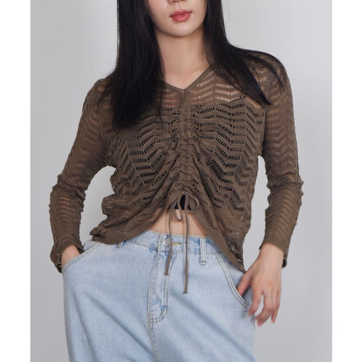 2点セット カップ付きキャミソールインナー+メッシュニット長袖 セット[品番：KH000014794]｜VIVID  LADY（ビビッドレディー）のレディースファッション通販｜SHOPLIST（ショップリスト）
