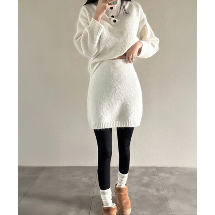 ハイネックニット ミニスカート セットアップ[品番：KH000015999