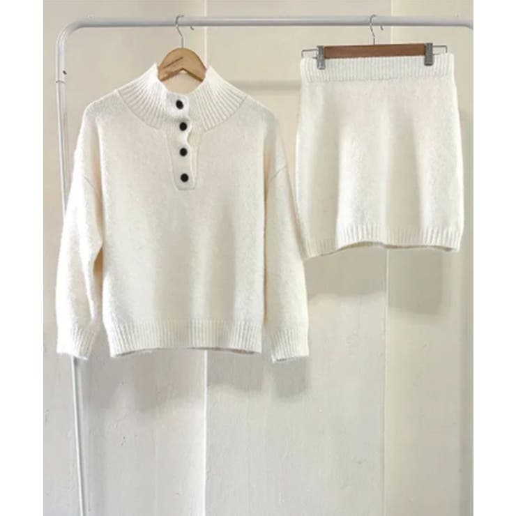 ハイネックニット ミニスカート セットアップ[品番：KH000015999