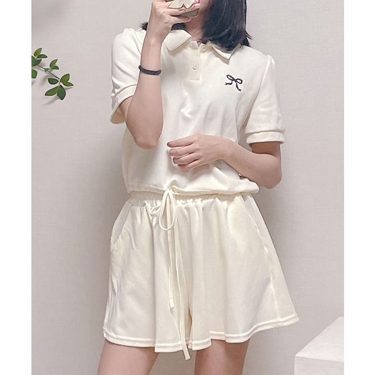 ポロカラーTシャツ ショートパンツ セットアップ[品番