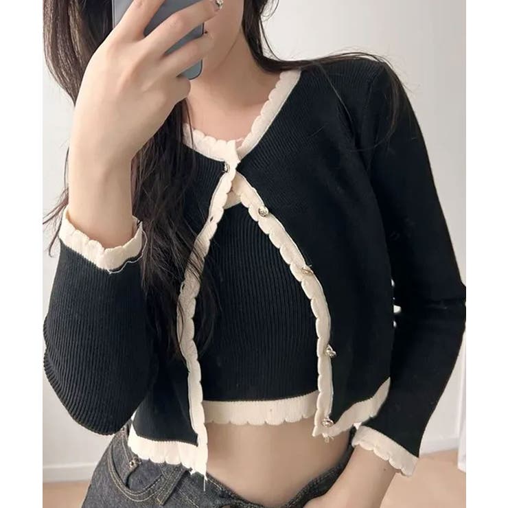 バイカラーニットカーディガンアンサンブル | VIVID LADY | 詳細画像2 