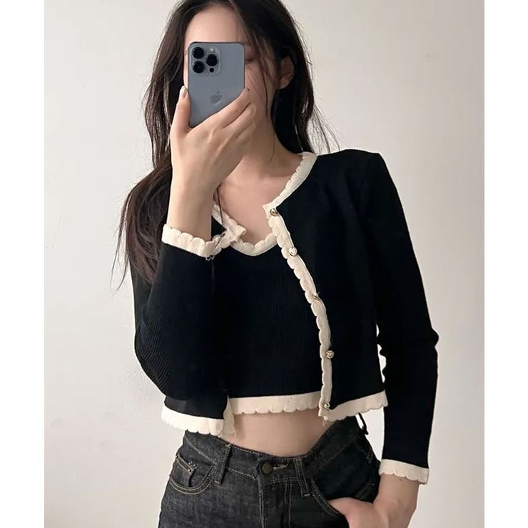 バイカラーニットカーディガンアンサンブル | VIVID LADY | 詳細画像3 