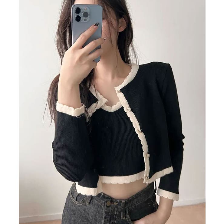 バイカラーニットカーディガンアンサンブル | VIVID LADY | 詳細画像5 