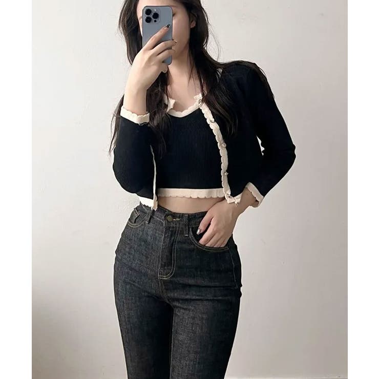 バイカラーニットカーディガンアンサンブル | VIVID LADY | 詳細画像6 