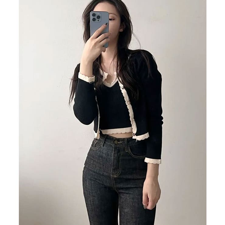 バイカラーニットカーディガンアンサンブル | VIVID LADY | 詳細画像7 