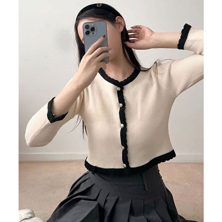 バイカラーニットカーディガンアンサンブル | VIVID LADY | 詳細画像8 