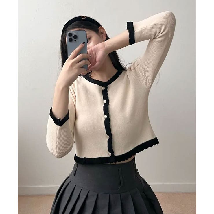 バイカラーニットカーディガンアンサンブル | VIVID LADY | 詳細画像9 