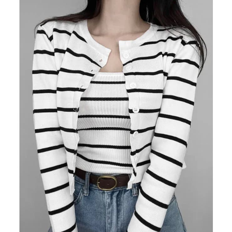 ボーダー柄リブニットアンサンブル | VIVID LADY | 詳細画像1 