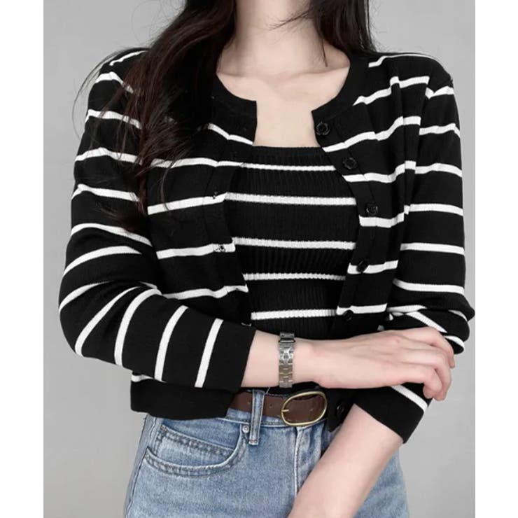 ボーダー柄リブニットアンサンブル | VIVID LADY | 詳細画像14 