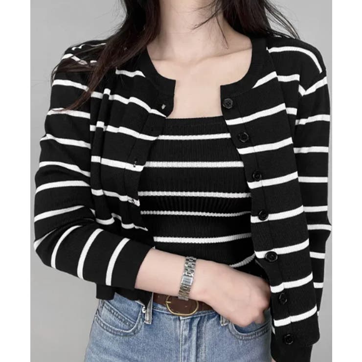 ボーダー柄リブニットアンサンブル | VIVID LADY | 詳細画像15 