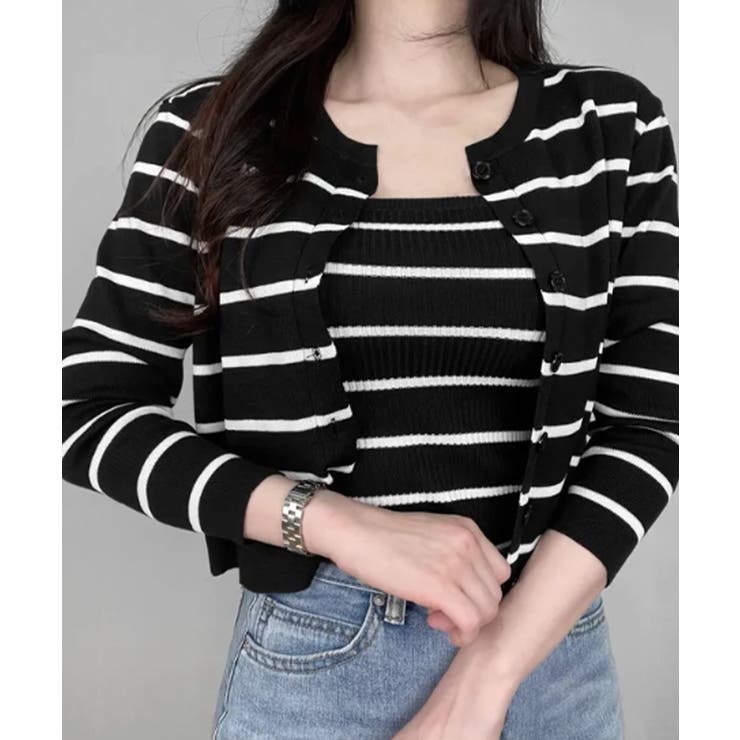 ボーダー柄リブニットアンサンブル | VIVID LADY | 詳細画像17 