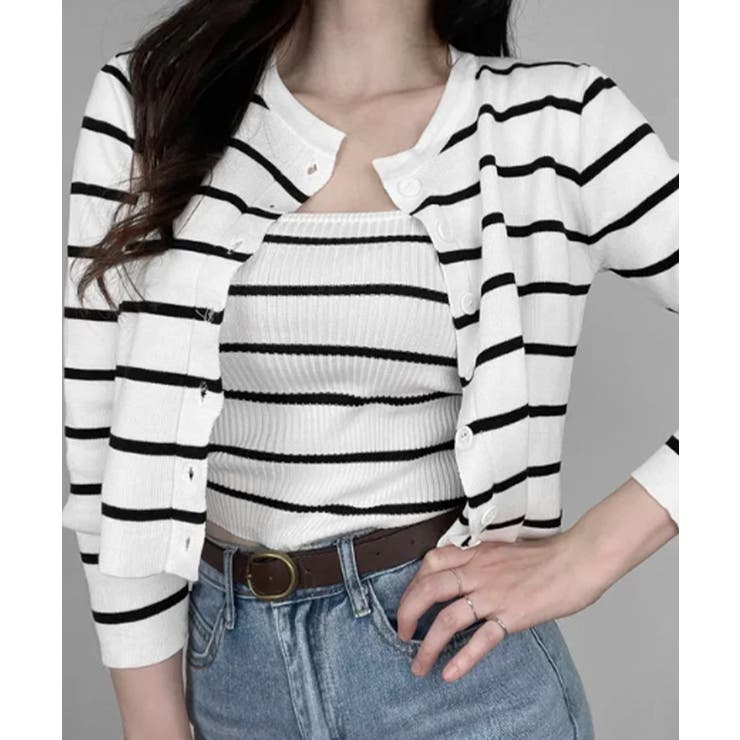 ボーダー柄リブニットアンサンブル | VIVID LADY | 詳細画像4 