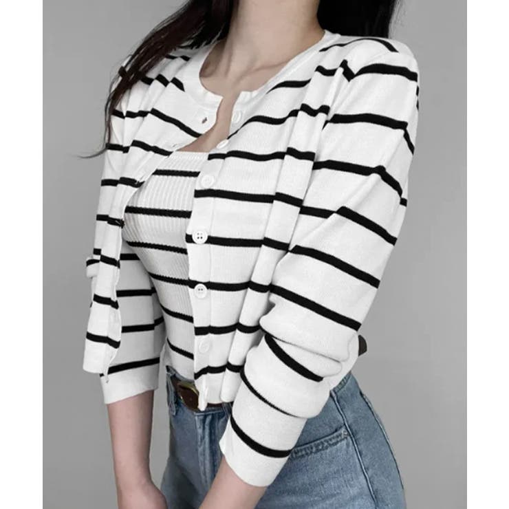 ボーダー柄リブニットアンサンブル | VIVID LADY | 詳細画像7 