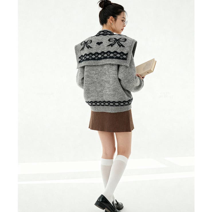 リボン柄ショール付きアンサンブルニット | VIVID LADY | 詳細画像10 